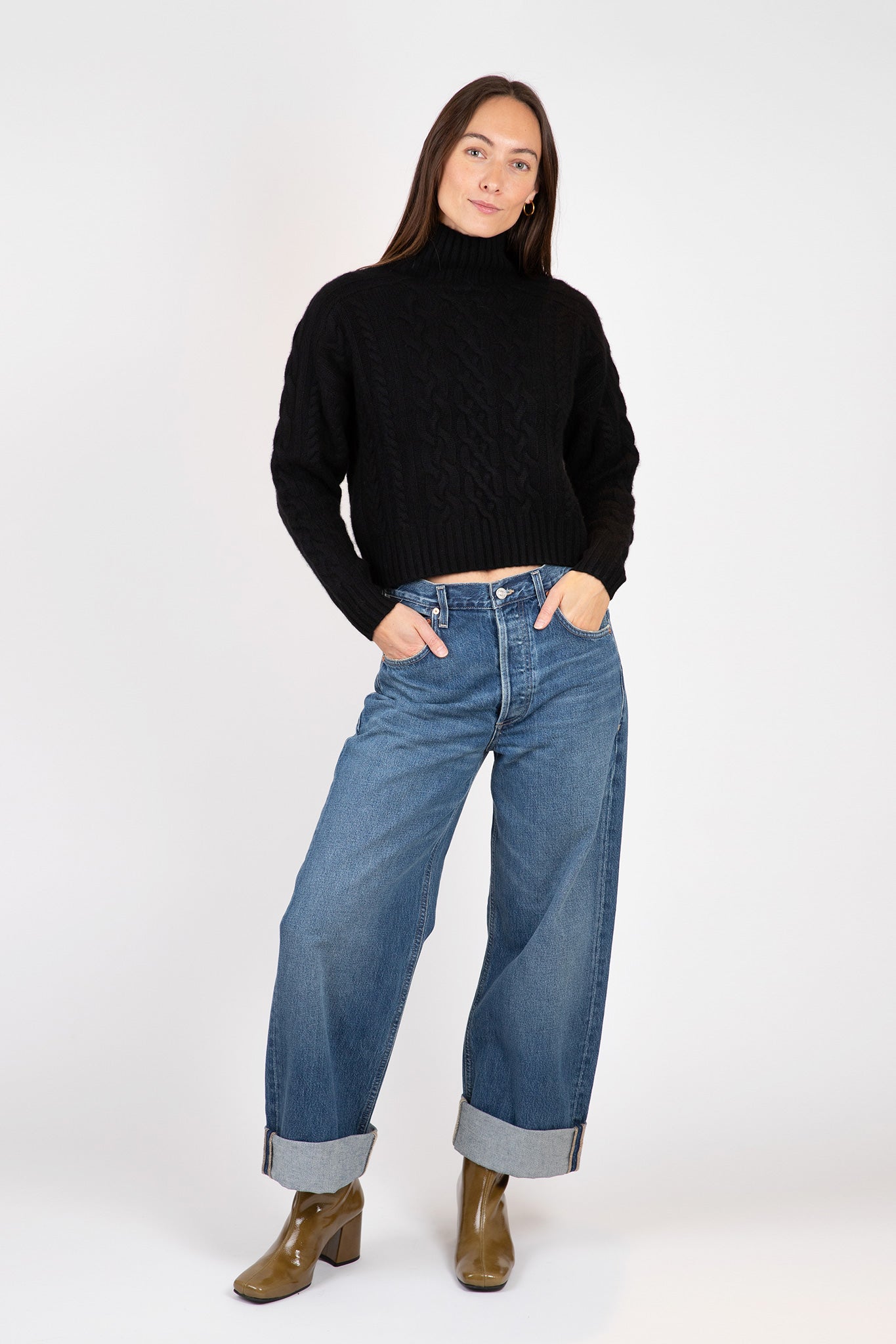 Cropped Cable Mockneck Sweaters & Knits Autumn Cashmere   
