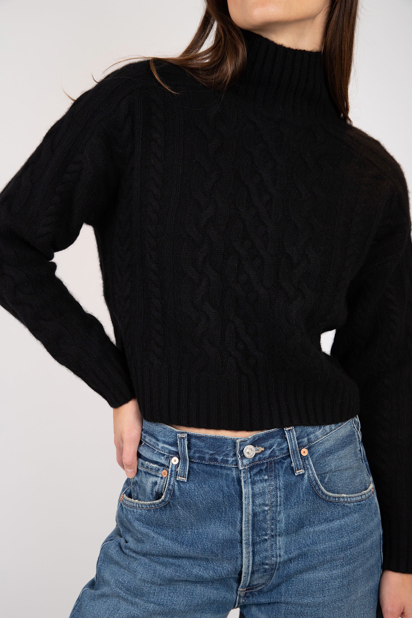 Cropped Cable Mockneck Sweaters & Knits Autumn Cashmere   