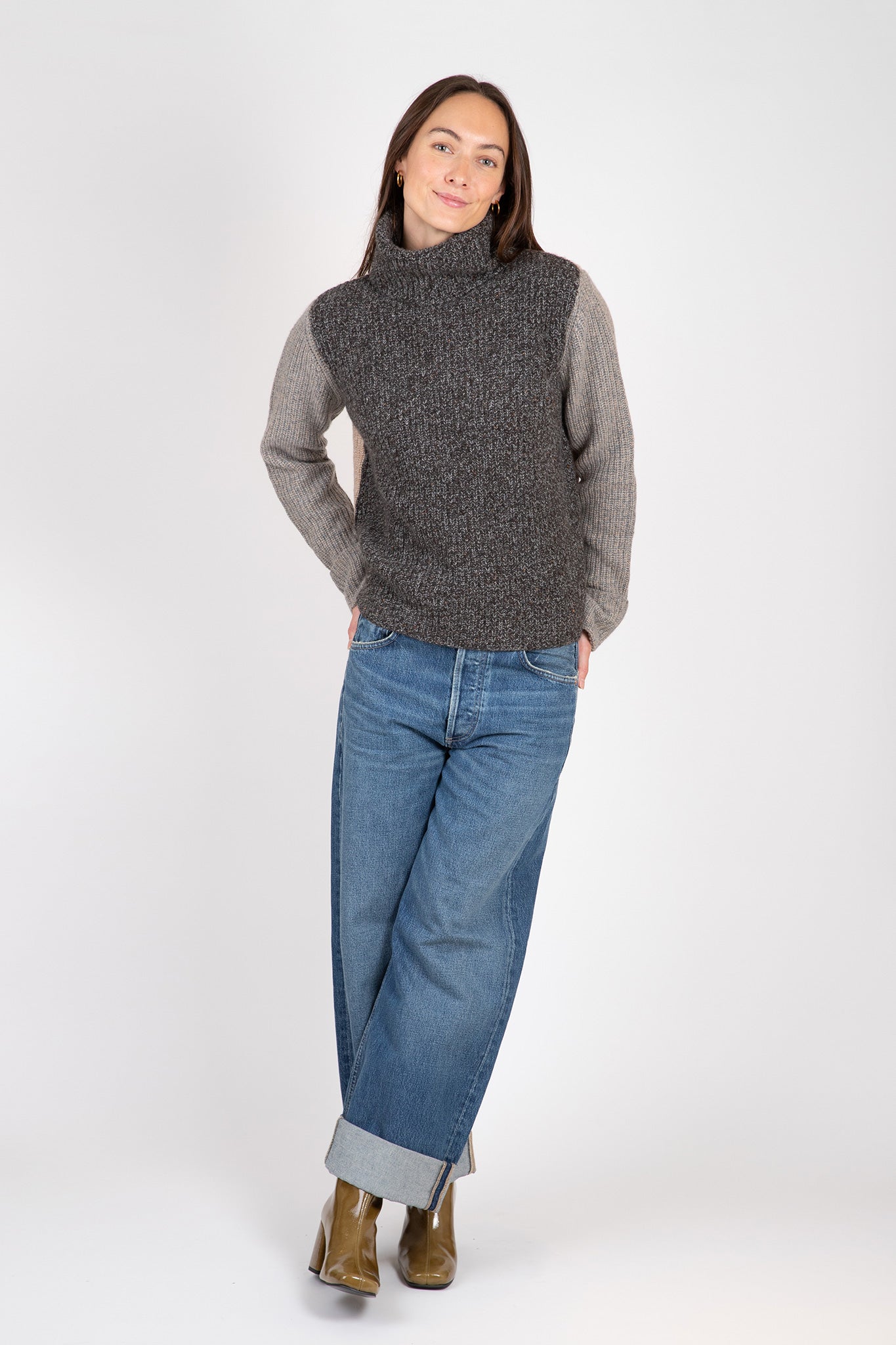 Autumn-Cashmere-Tweed-Color-Block-Turtleneck-Fatigue-Cement