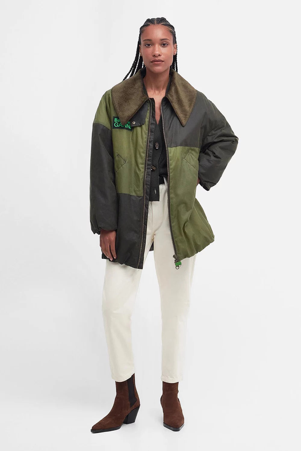 Barbour-GANNI-Bomber-Wax-Jacket-Archive-Olive-Golden-Khaki-Classic
