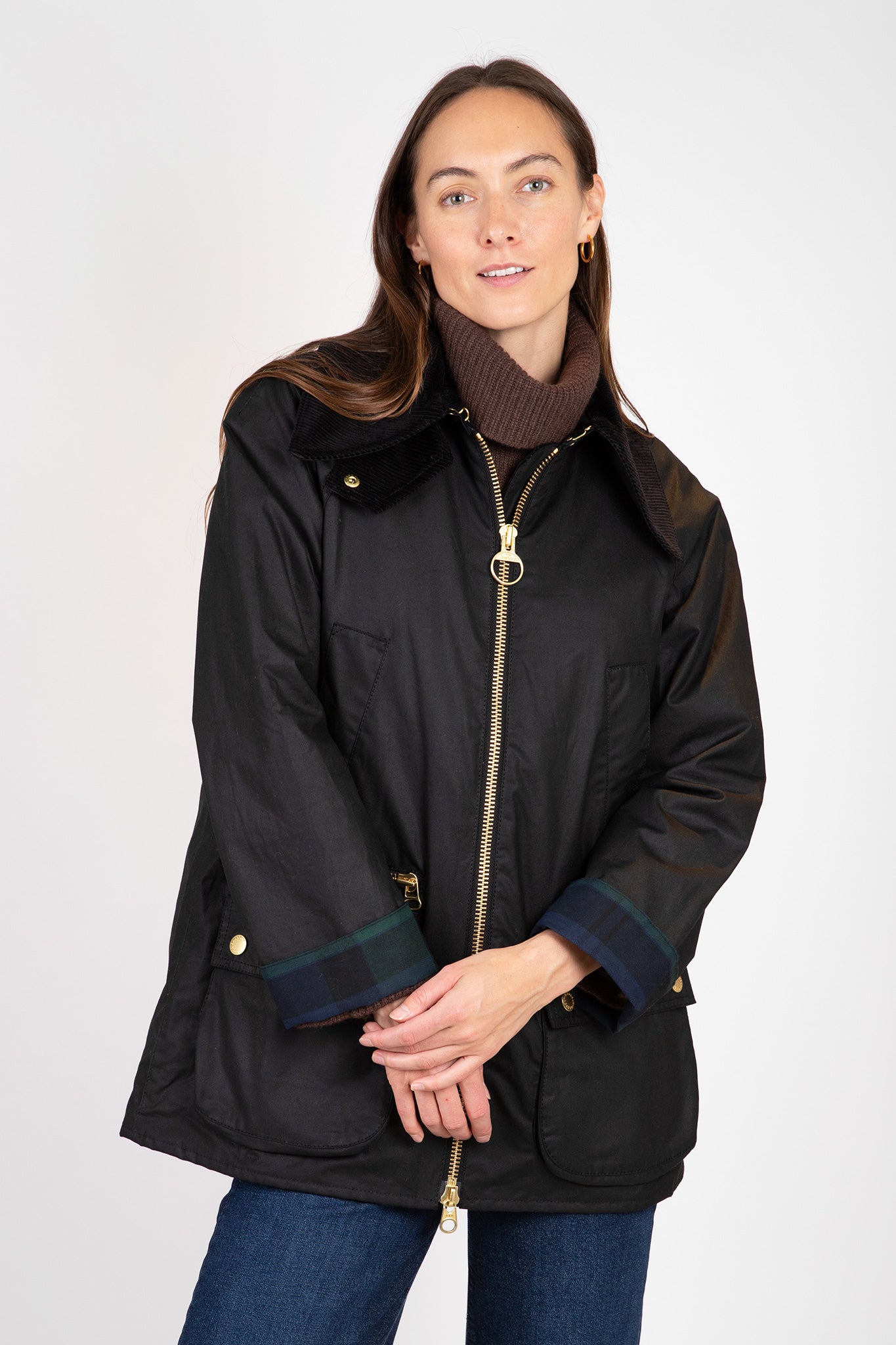 Barbour-Gunnerside-Wax-Jacket-Classic-Black-Sage-Tartan