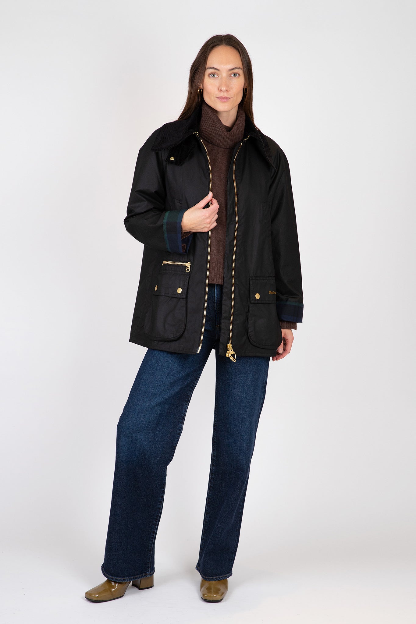 Barbour-Gunnerside-Wax-Jacket-Classic-Black-Sage-Tartan