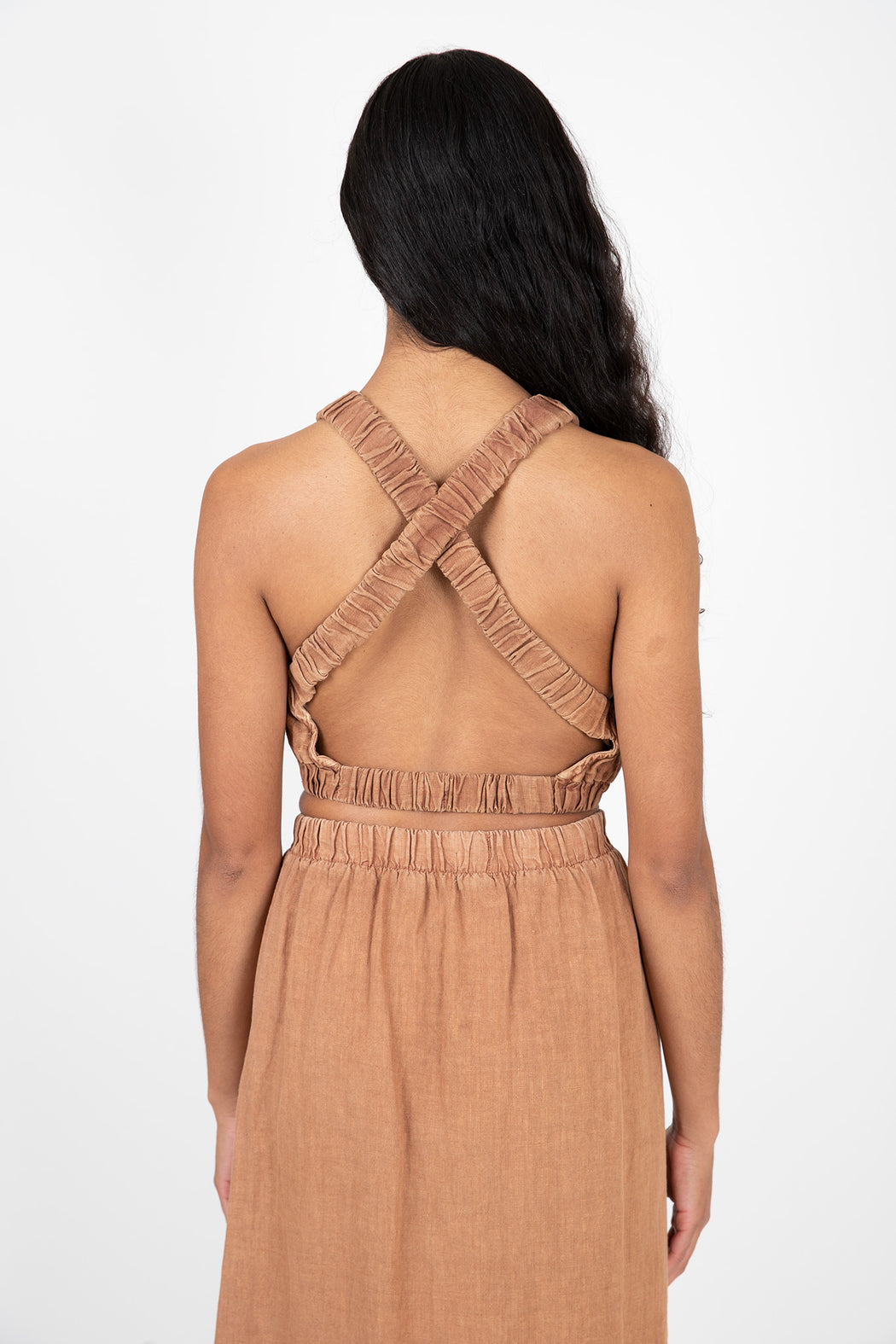 Bella-Dahl-Cross-Back-Linen-Top-Terracotta-Brown