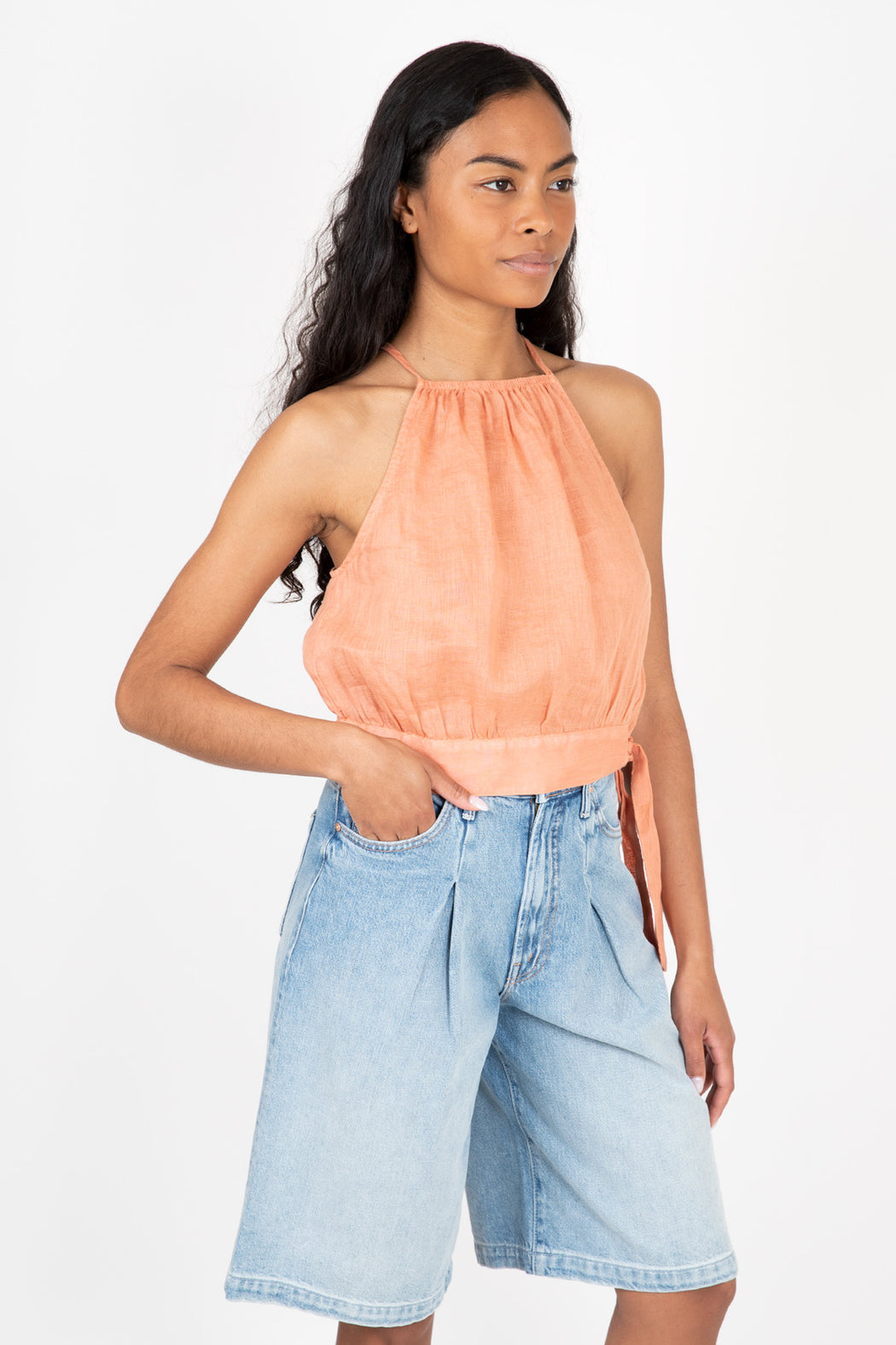 Bella-Dahl-Side-Tie-Button-Halter-Top-Coral-Clay