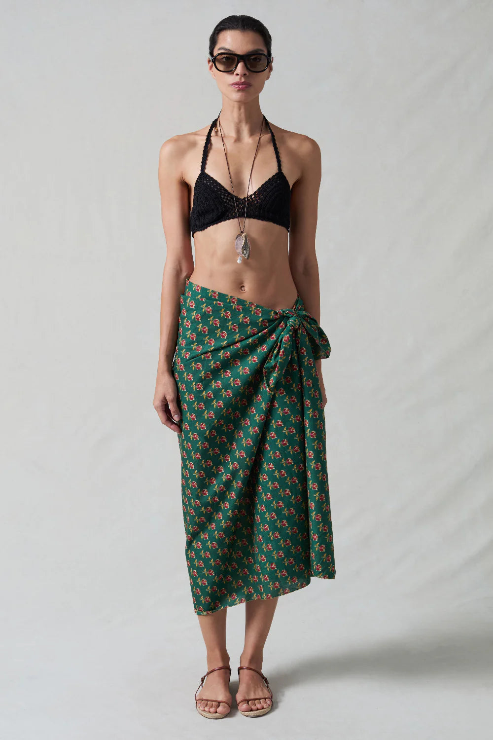 Rose Printed Sarong Skirts Chan Luu
