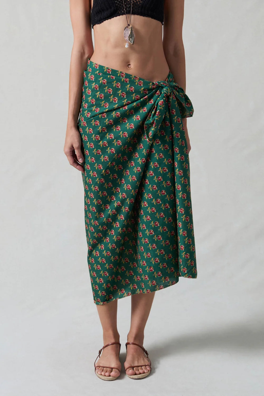 Rose Printed Sarong Skirts Chan Luu