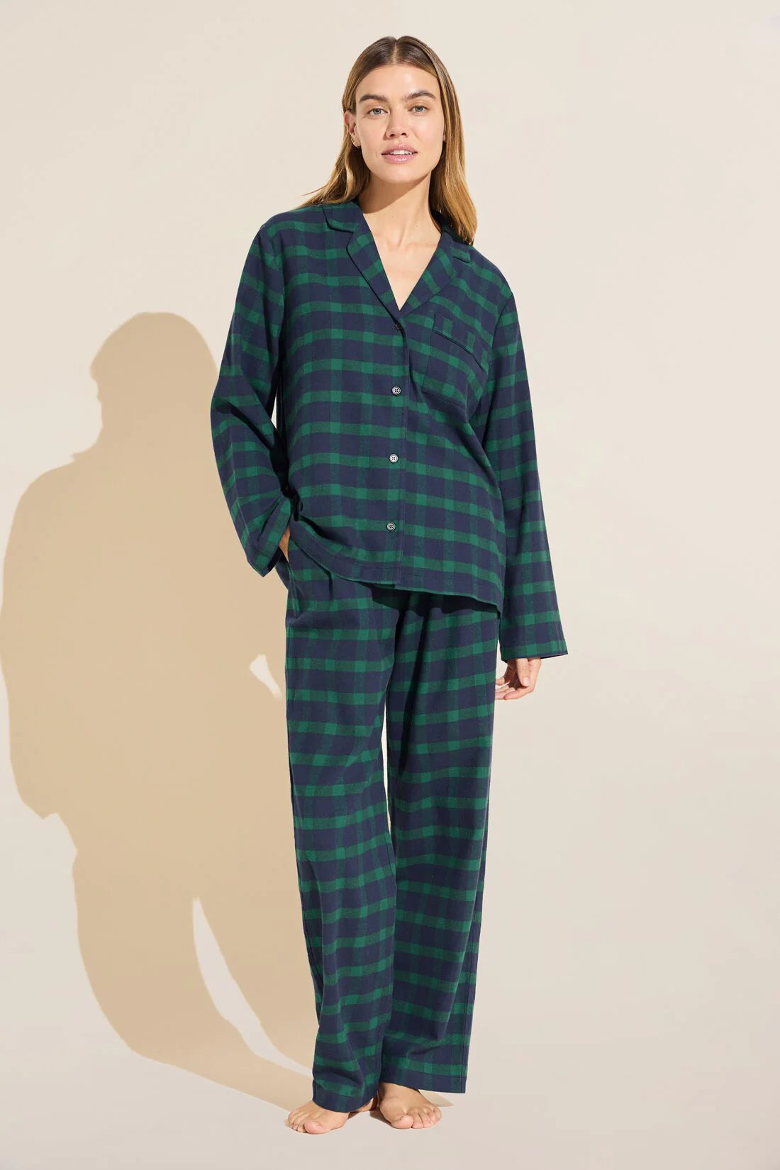 Eberjey-Flannel-Long-PJ-Set-Windowpane-Plaid-True-Navy