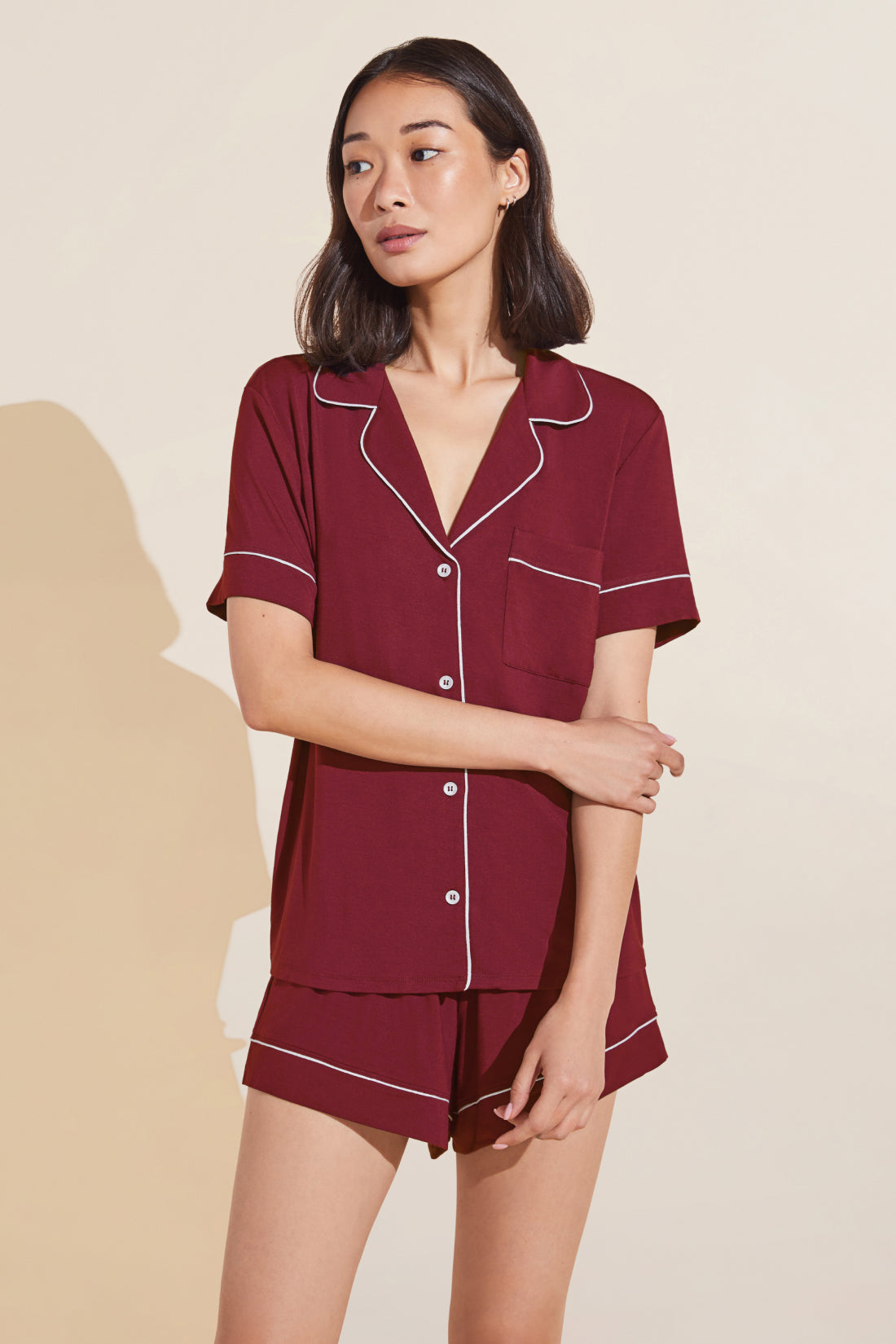 Eberjey-Gisele-TENCEL-Modal-Relaxed-Short-PJ-Set-Sangria-Ivory