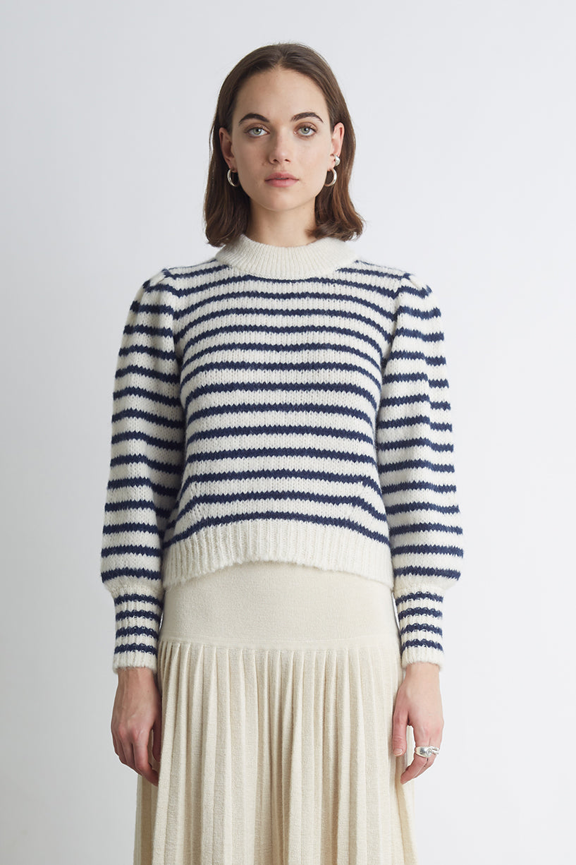    Eleven-Six-Kate-Stripe-Sweater-Ivory-Navy-Stripe