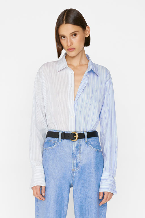 FRAME-Le-Mix-Oversized-Shirt-Blanc-Multi
