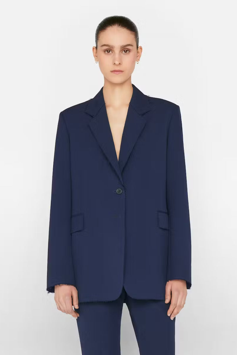 FRAME-Oversized-Raw-Edge-Blazer-Navy