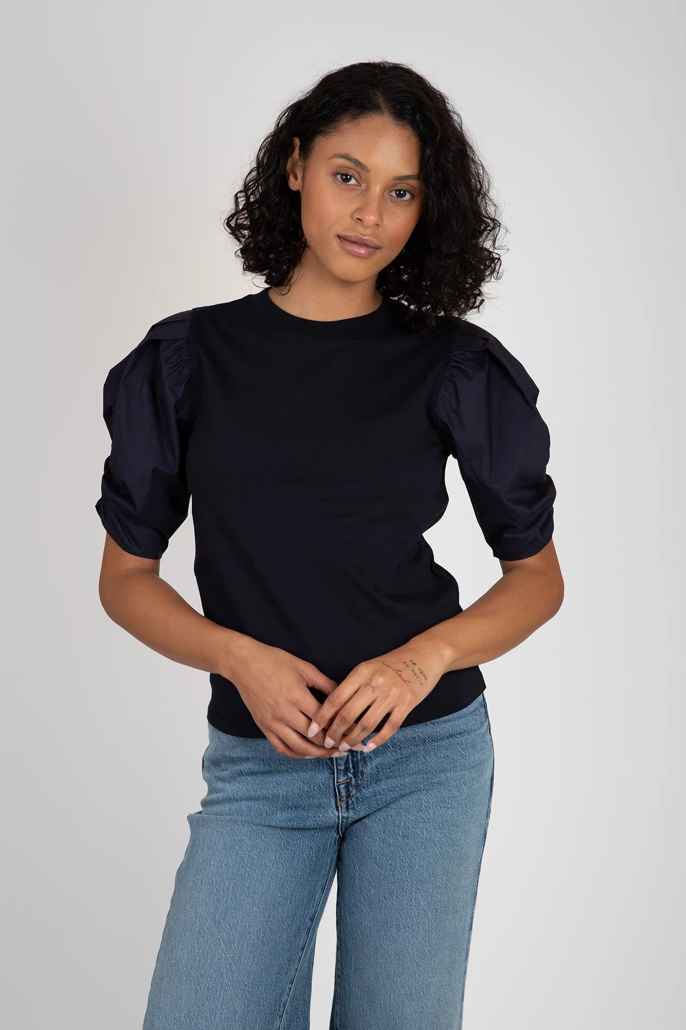 Pleated Puff Sleeve Tee T-Shirts FRAME   