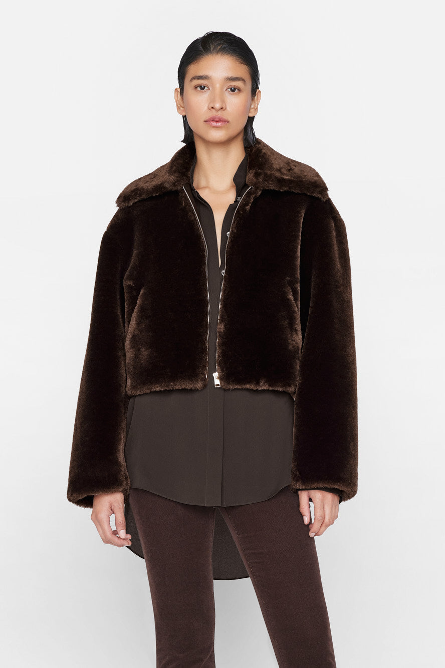 Faux Fur Zip Up Jacket Jackets &amp; Coats FRAME   