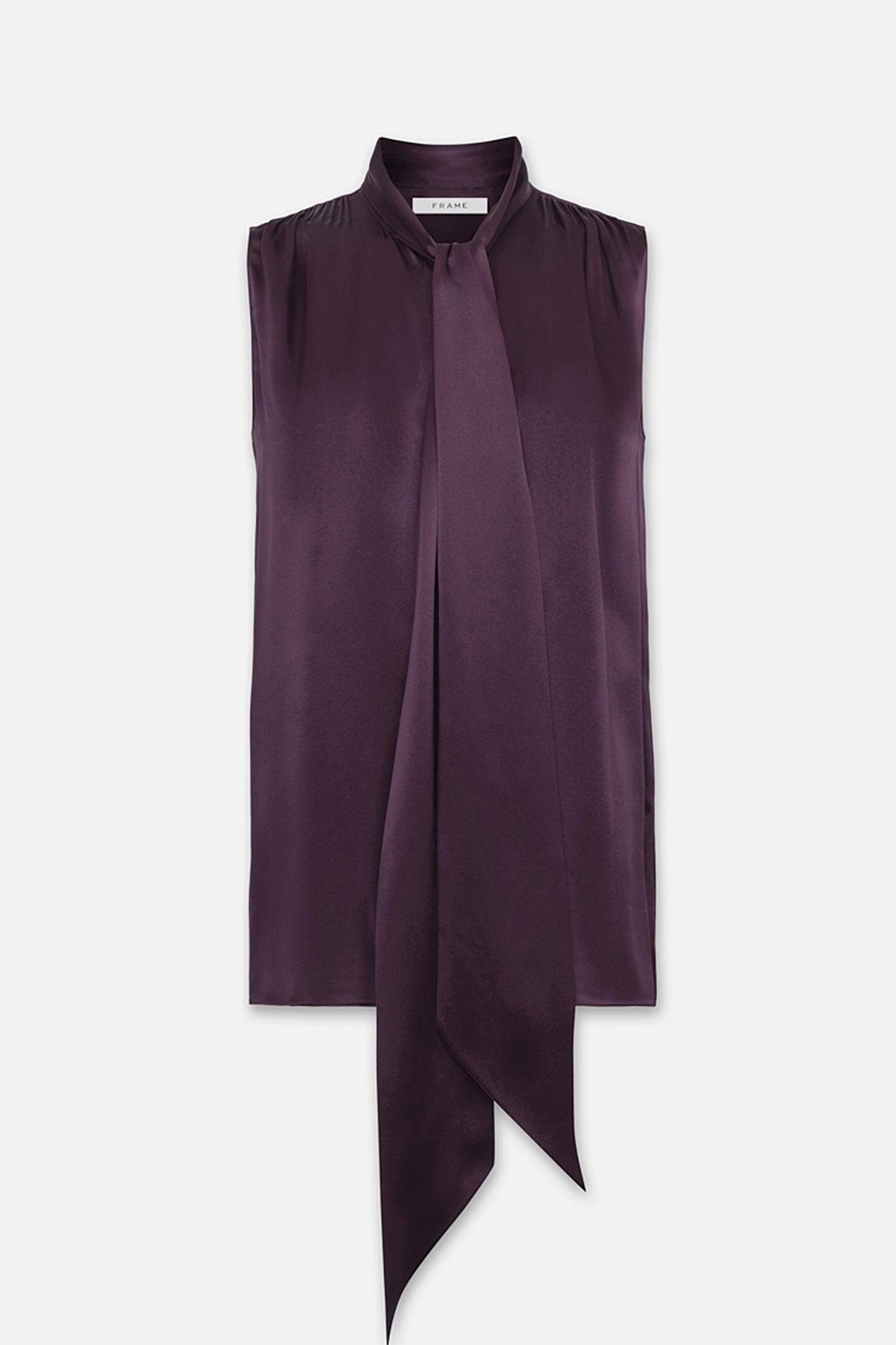 Frame-Sleeveless-Femme-Tie-Neck-Blouse-Plum