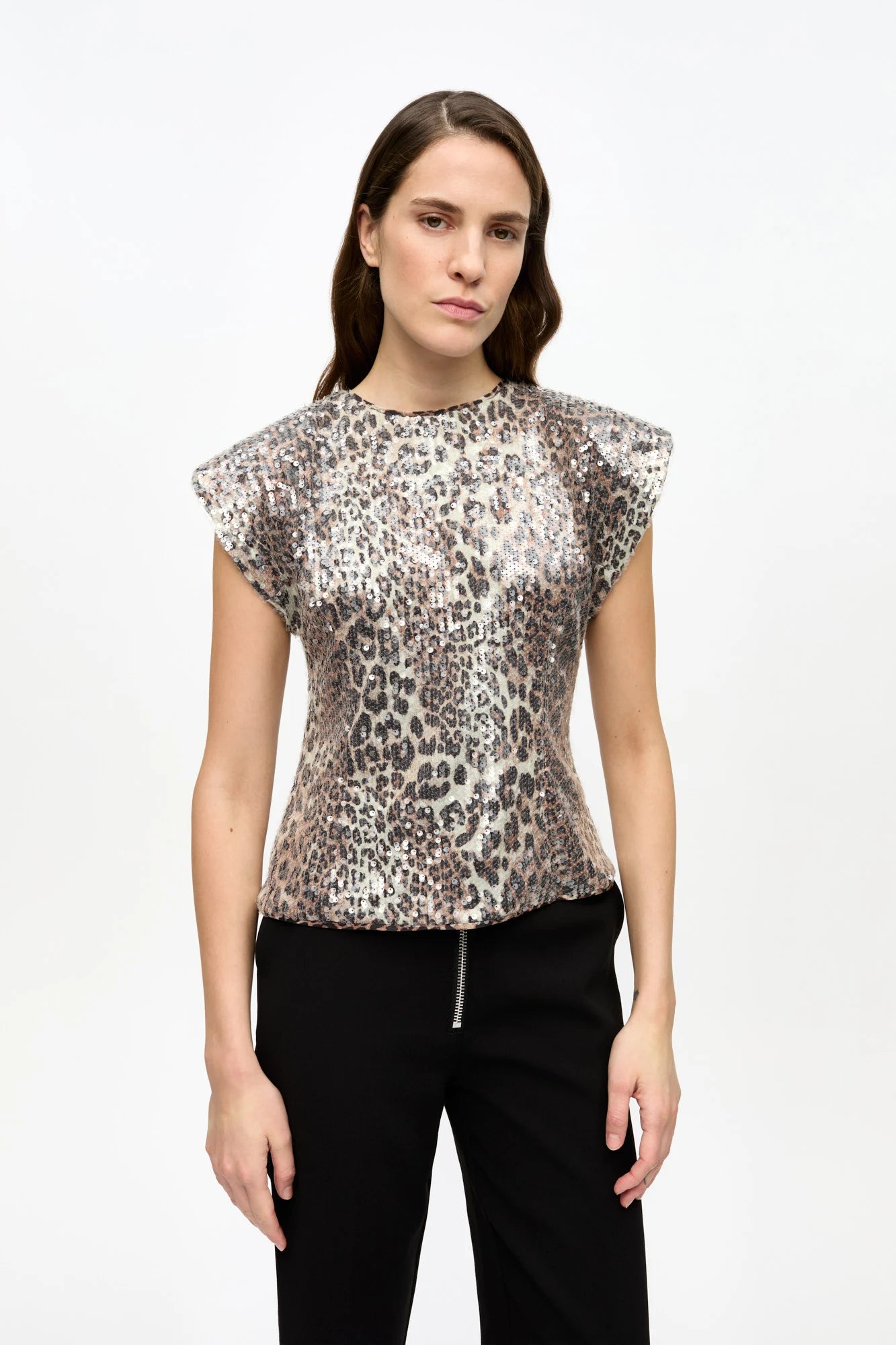 Printed Stretch Sequins Blouse Tops Ganni