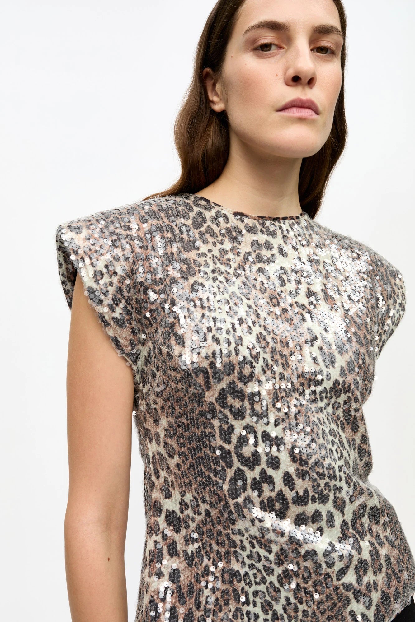 Printed Stretch Sequins Blouse Tops Ganni