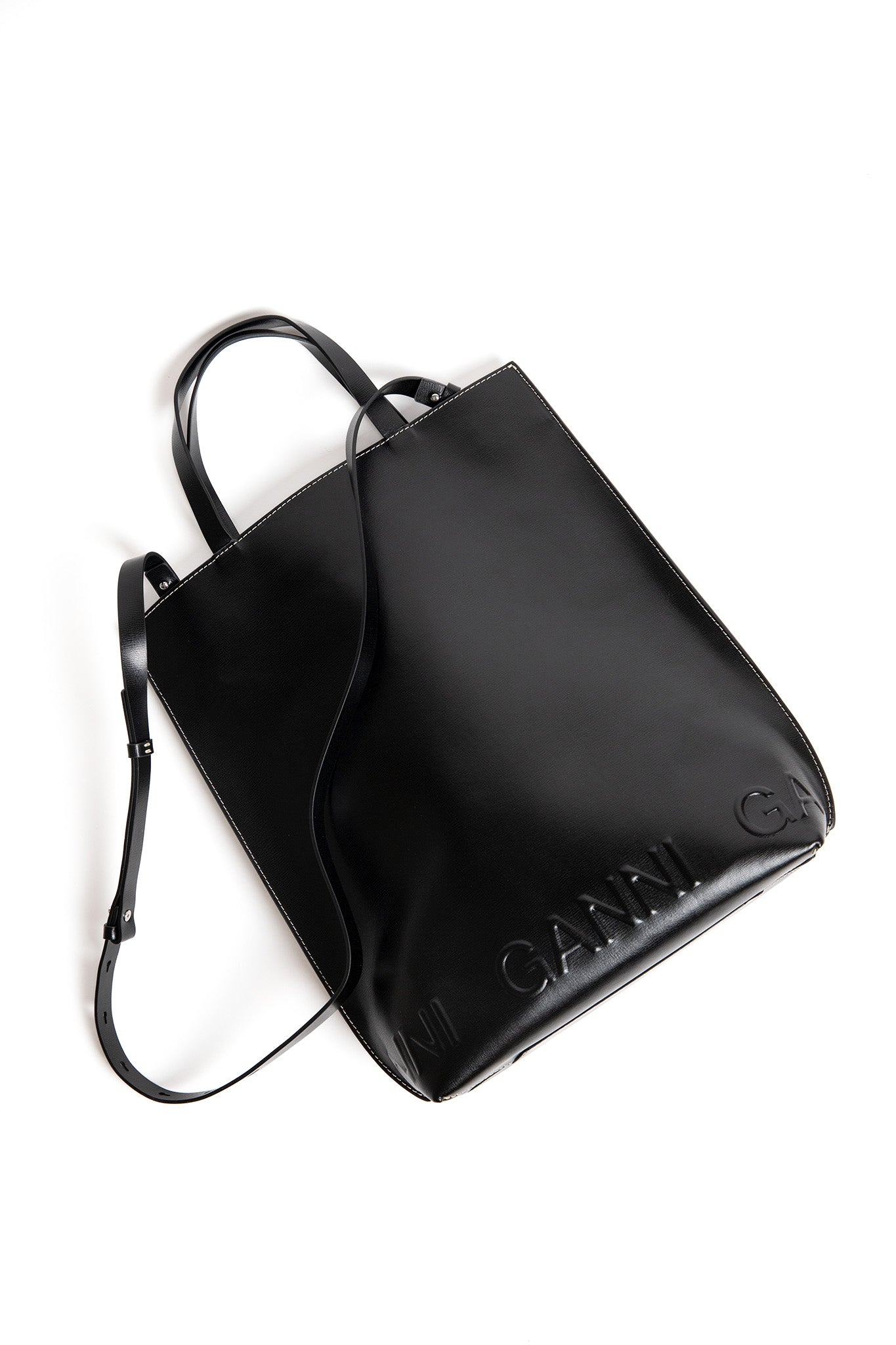    Ganni-Banner-Crossbody-Tote-Black