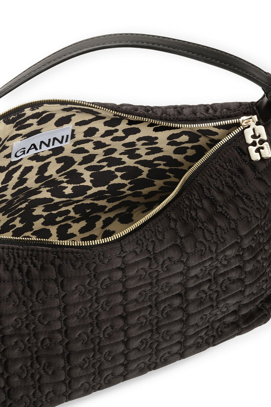    Ganni-Black-Medium-Butterfly-Pouch-Satin-Bag-Black