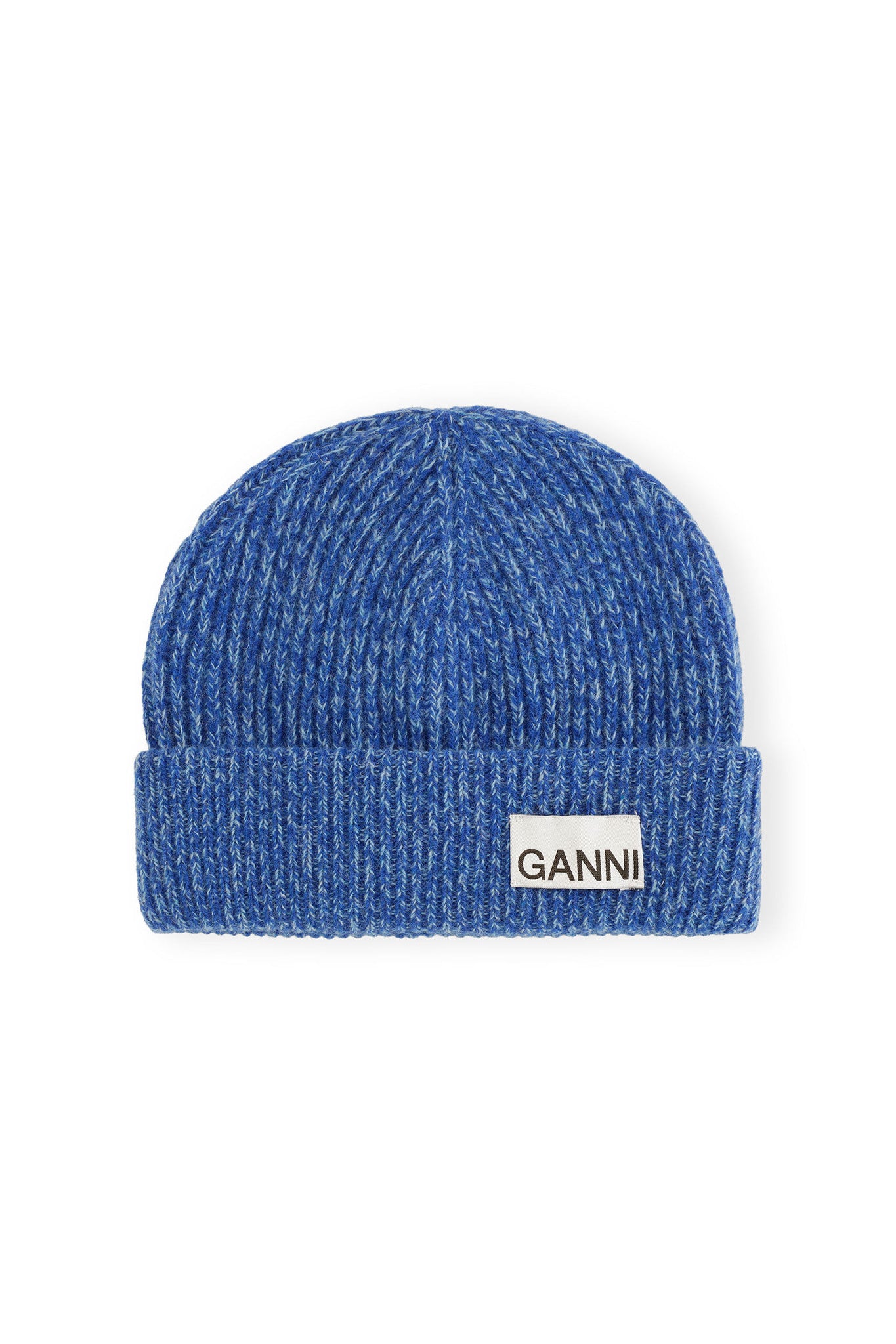Ganni-Blue-Fitted-Wool-Rib-Knit-Beanie-Nautical-Blue
