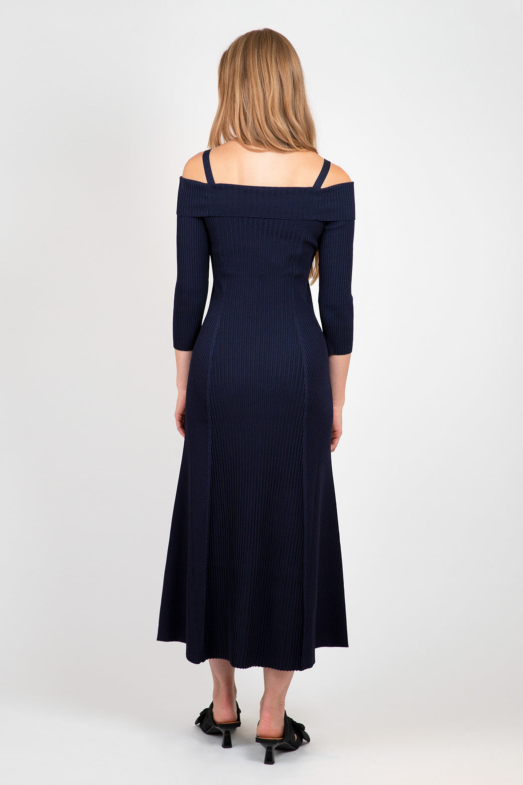 Ganni-Blue-Melange-Knit-Off-Shoulder-Maxi-Dress-Sky-Captain