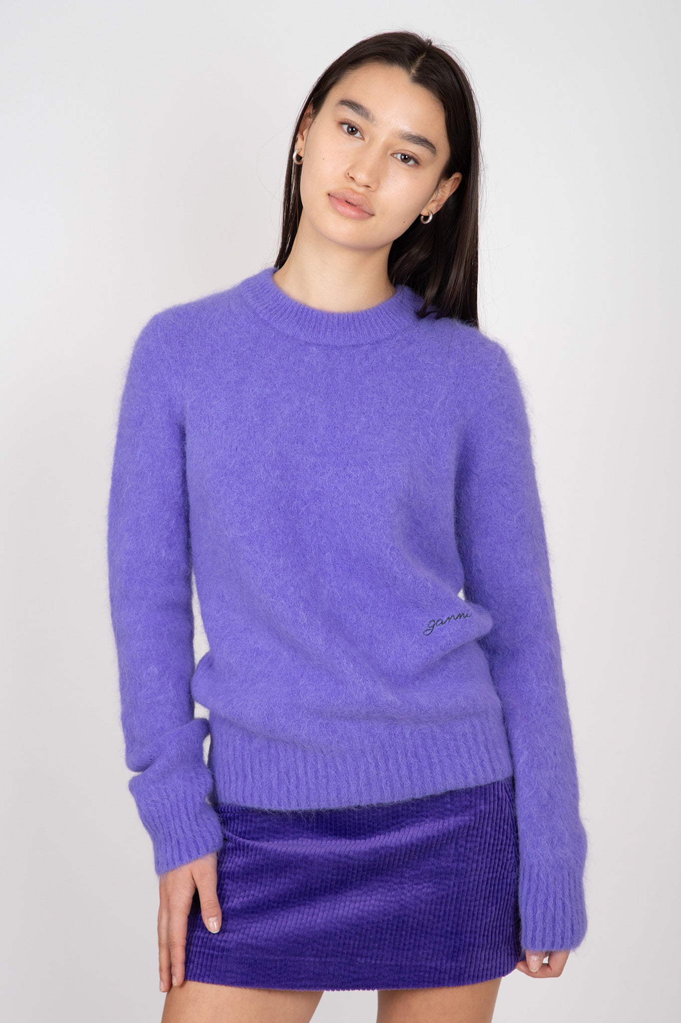 Ganni-Brushed-Alpaca-O-Neck-Sweater-Simply-Purple