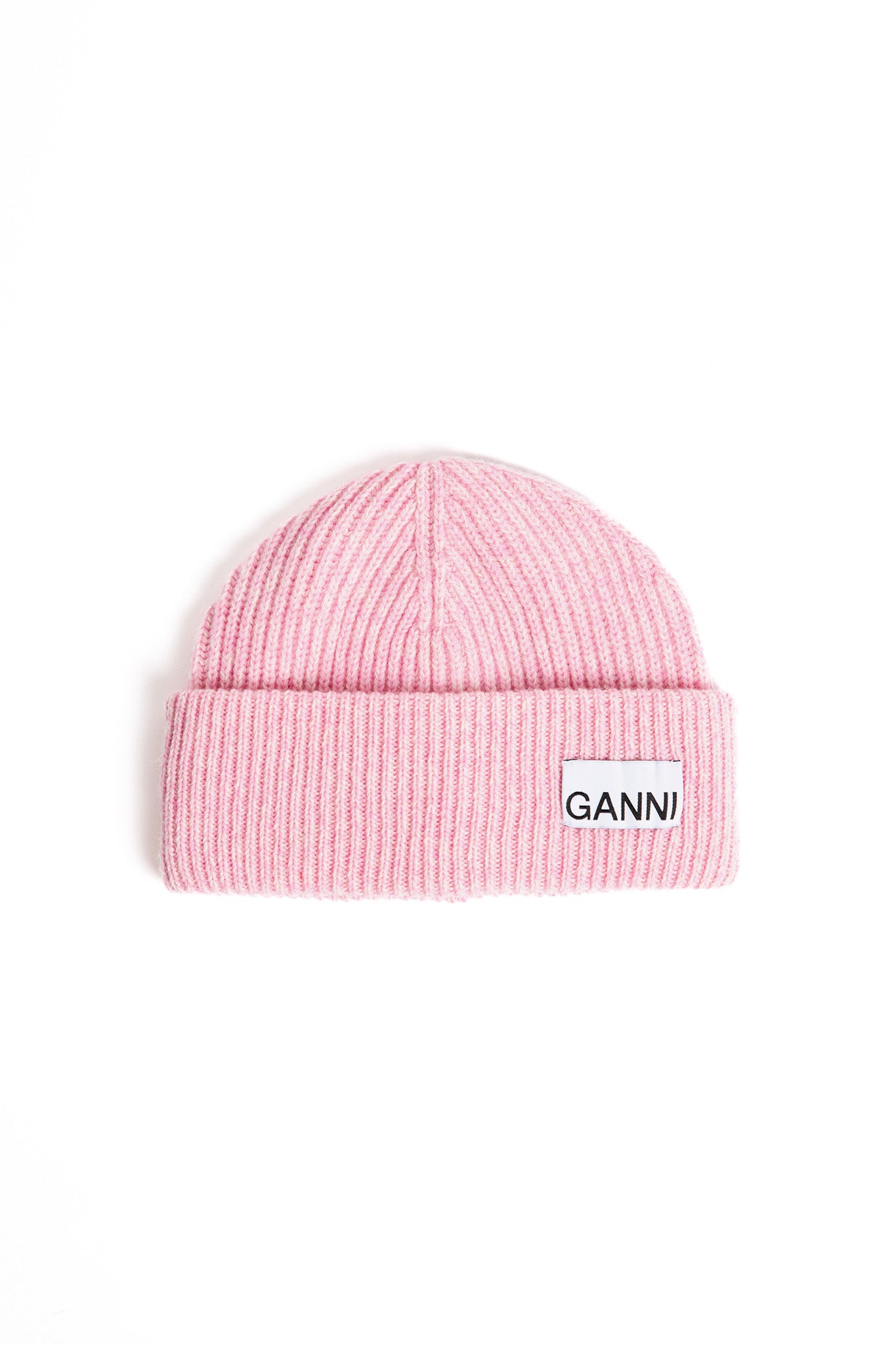    Ganni-Fitted-Rib-Knit-Wool-Beanie-Mauve-Chalk