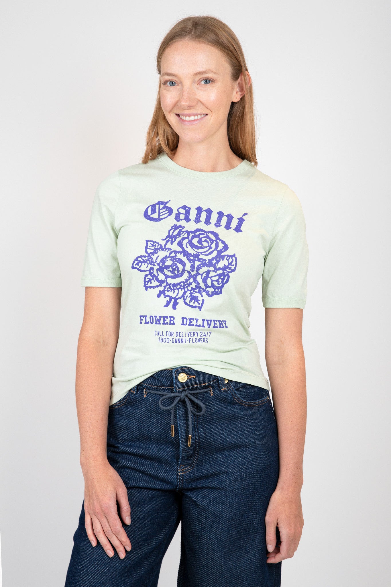 Ganni-Flower-T-Shirt-Sea-Foam