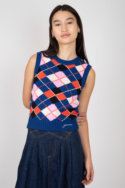 Ganni-Graphic-Cotton-Vest-Sodalite-Blue