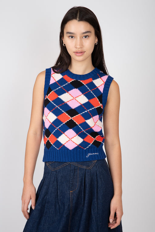 Ganni-Graphic-Cotton-Vest-Sodalite-Blue