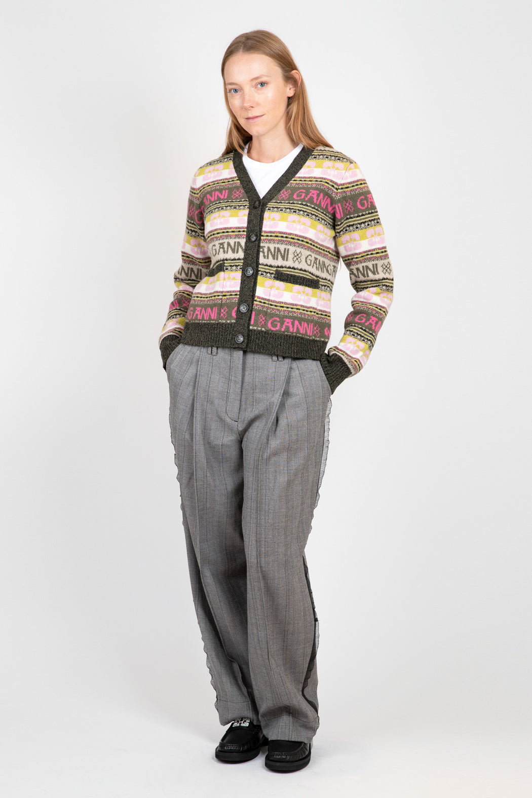    Ganni-Green-Logo-Wool-Mix-Cardigan-Kalamata