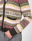 Green Logo Wool Mix Cardigan Sweaters & Knits Ganni   