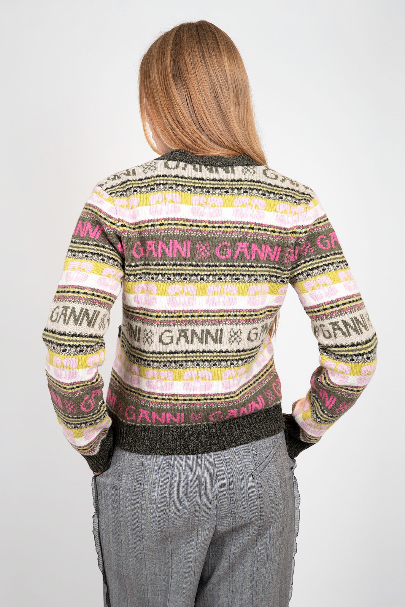    Ganni-Green-Logo-Wool-Mix-Cardigan-Kalamata
