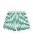Green Striped Cotton Elasticated Shorts Shorts Ganni   