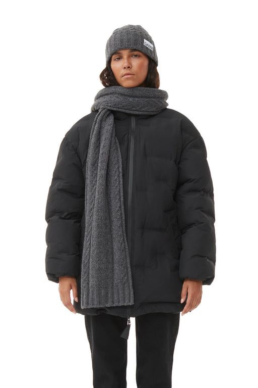    Ganni-Grey-Regular-Wool-Cable-Beanie-Frost-Gray