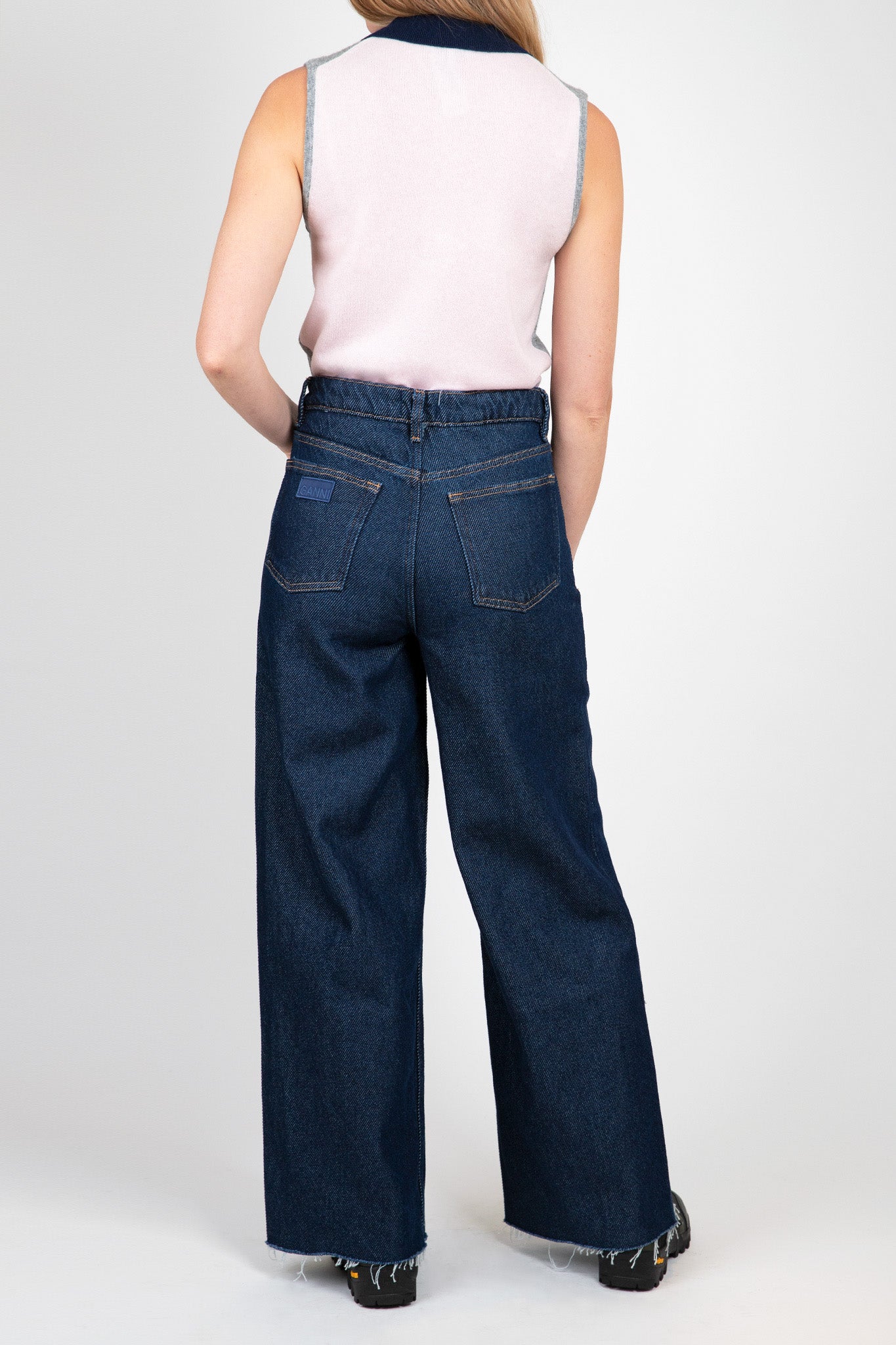 Heavy Denim Wide Drawstring Jeans Pants Ganni   