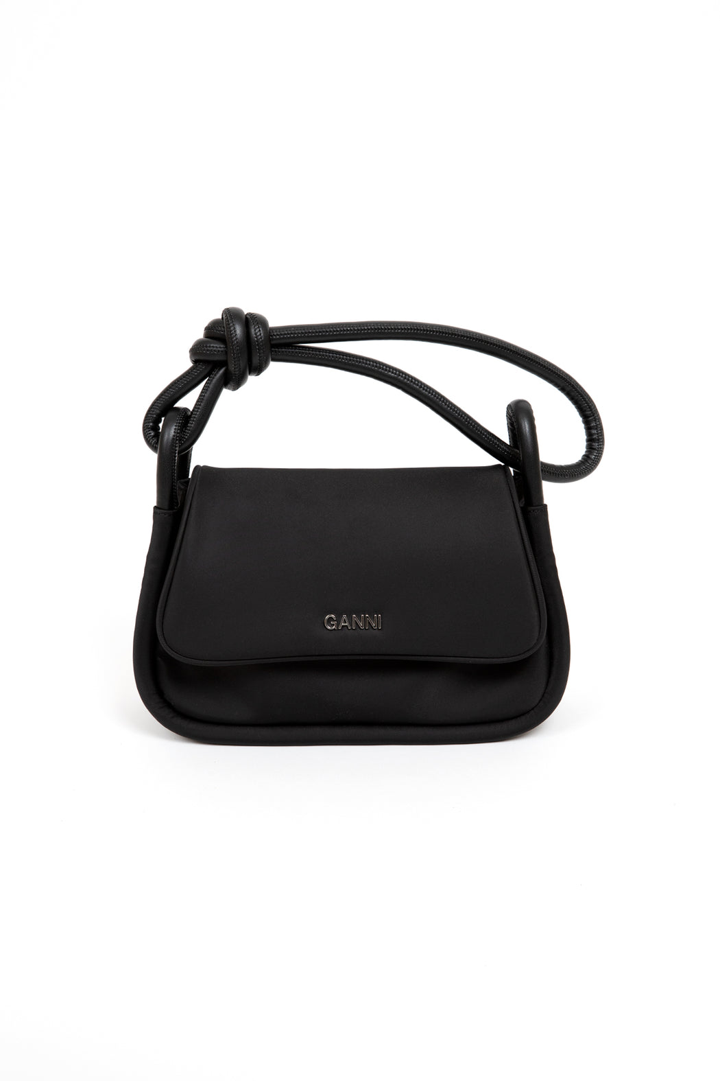 Ganni-Knot-Flap-Over-Bag-Black