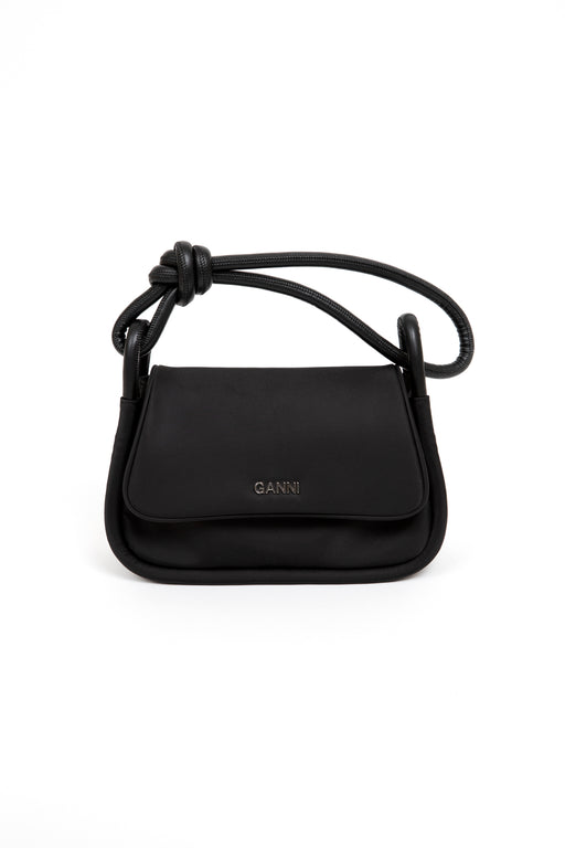 Ganni-Knot-Flap-Over-Bag-Black