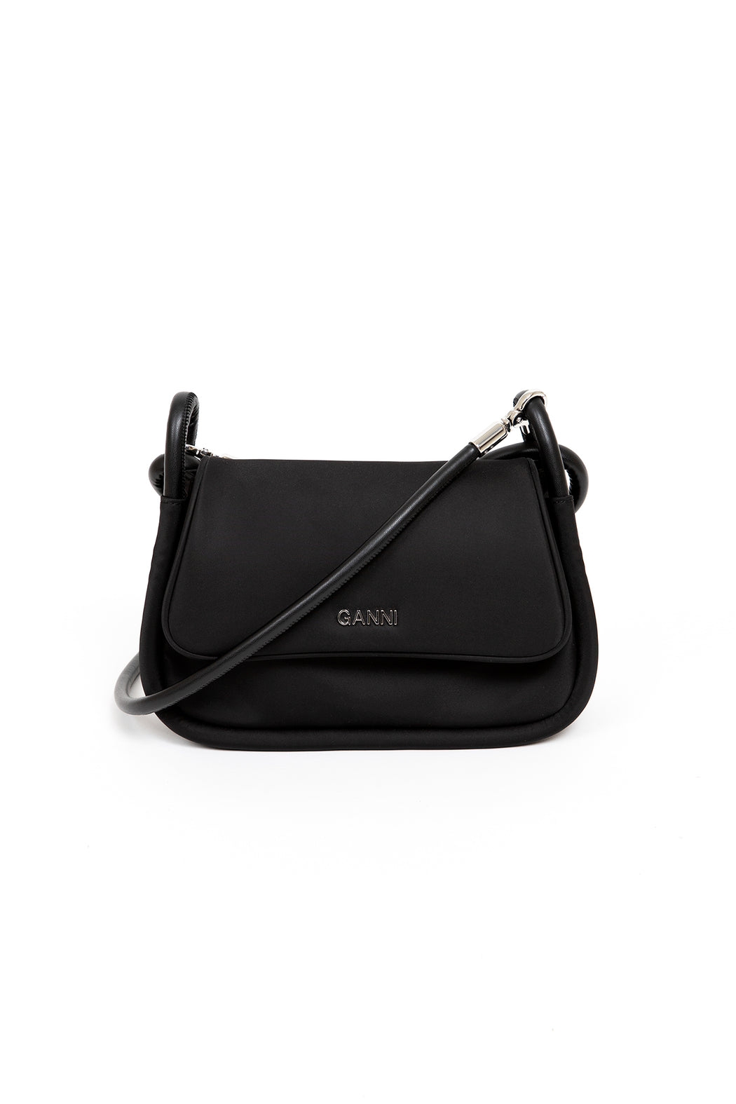 Ganni-Knot-Flap-Over-Bag-Black