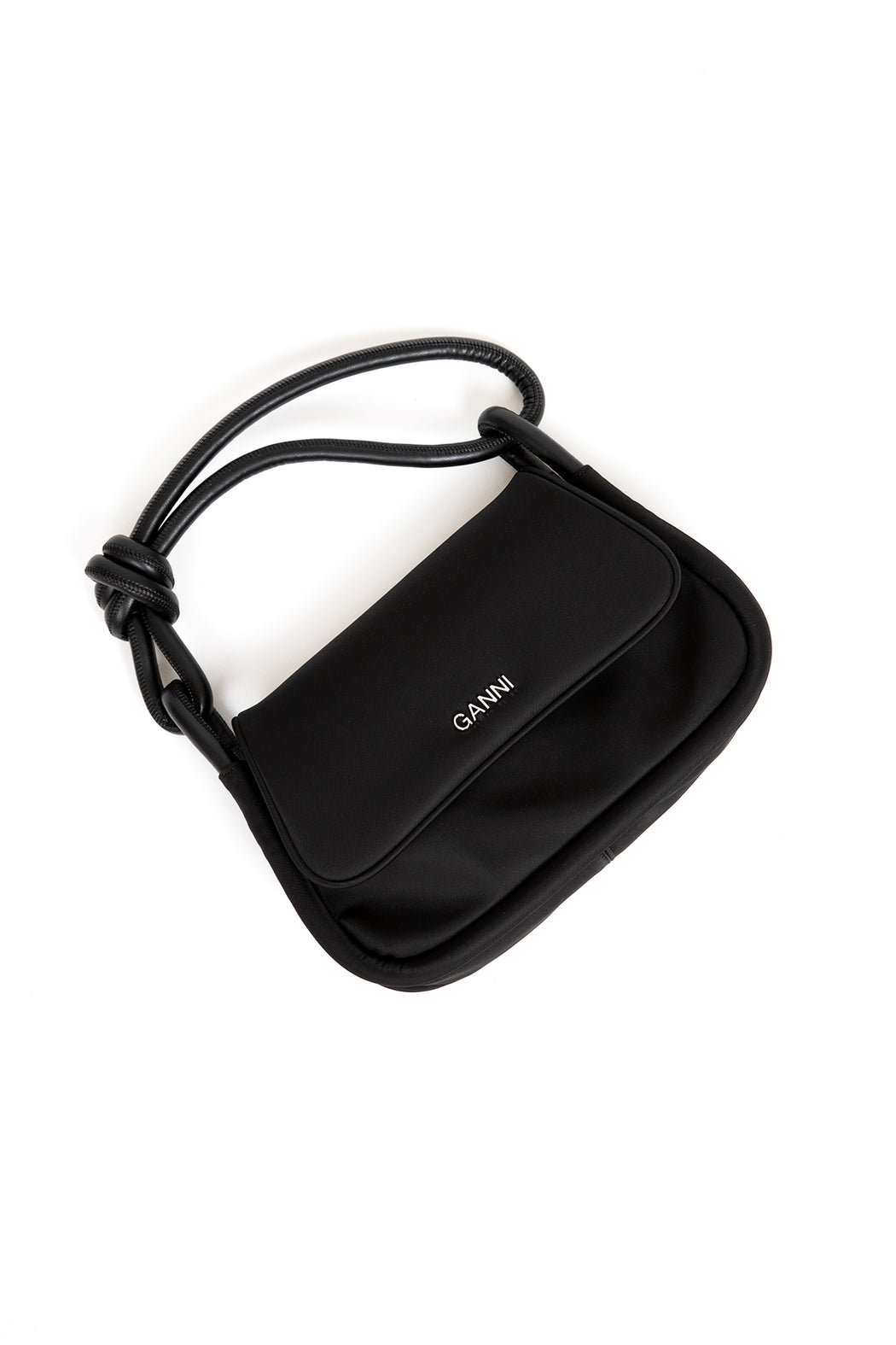 Ganni-Knot-Flap-Over-Bag-Black