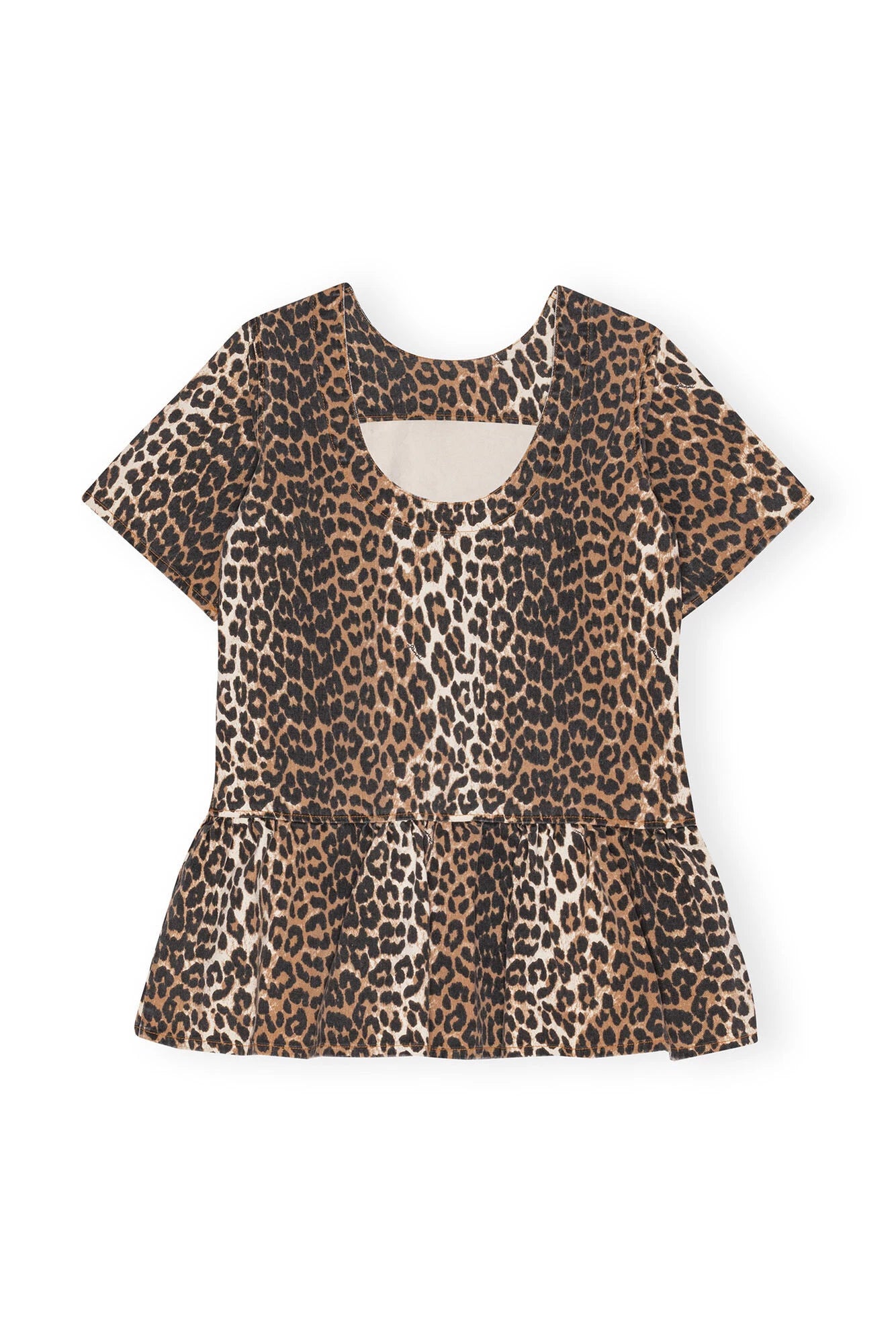 Leopard Open-Back Mini Denim Dress Dresses Ganni   