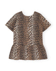 Leopard Open-Back Mini Denim Dress Skirts & Dresses Ganni   