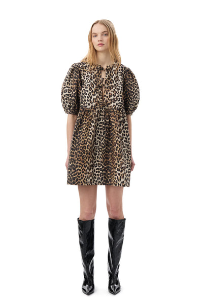 Leopard Printed Cotton Tie String Mini Dress – Hill's Dry Goods