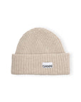Ganni-Loose-Wool-Rib-Knit-Beanie-Brazilian-Sand
