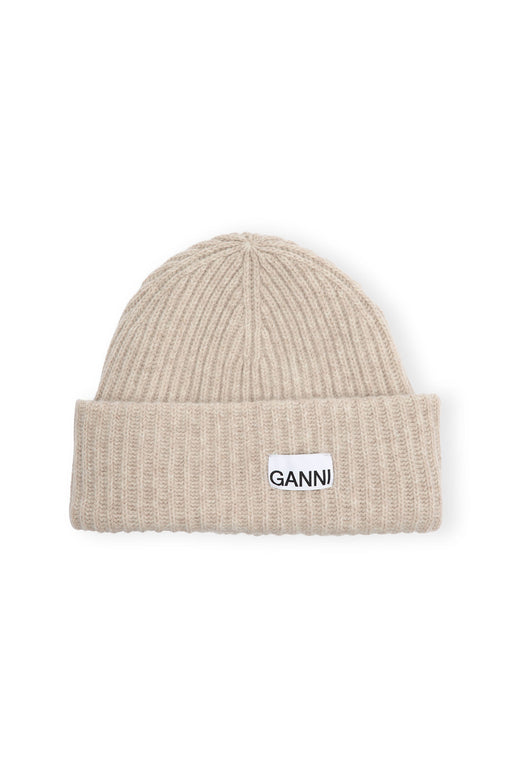 Ganni-Loose-Wool-Rib-Knit-Beanie-Brazilian-Sand