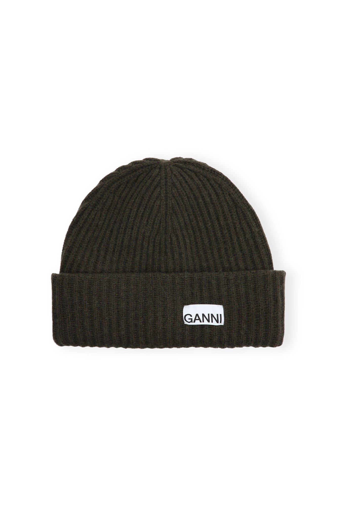 Ganni-Loose-Wool-Rib-Knit-Beanie-Kalamata