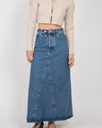 Overdyed Cutline Denim Maxi Skirt Skirts & Dresses Ganni   