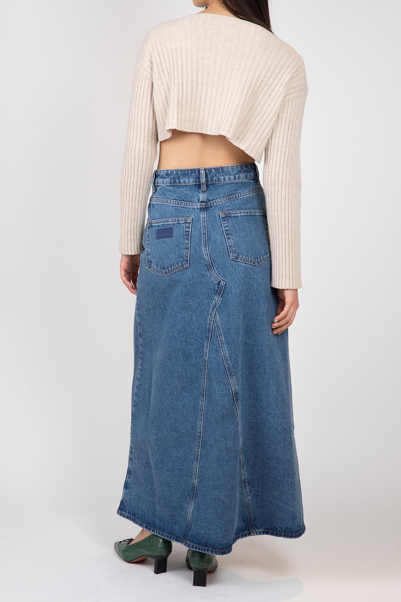 Overdyed Cutline Denim Maxi Skirt Skirts &amp; Dresses Ganni   