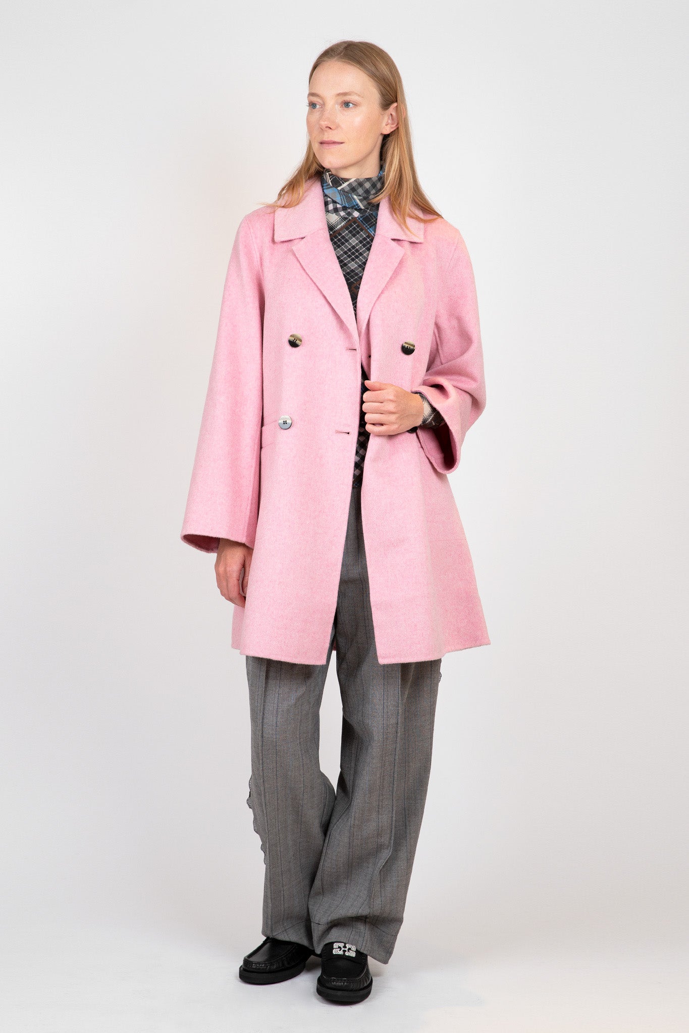 Pink Wool Midi Jacket Jackets &amp; Coats Ganni   