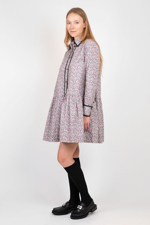 Ganni-Printed-Cotton-Mini-Shirt-Dress-Frost-Gray