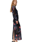 Printed Mesh O-neck Ruched Long Dress Skirts & Dresses Ganni   